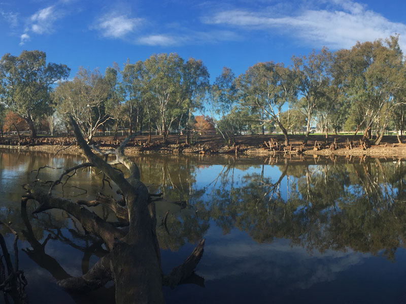 view from Wodonga side of river at streambank works