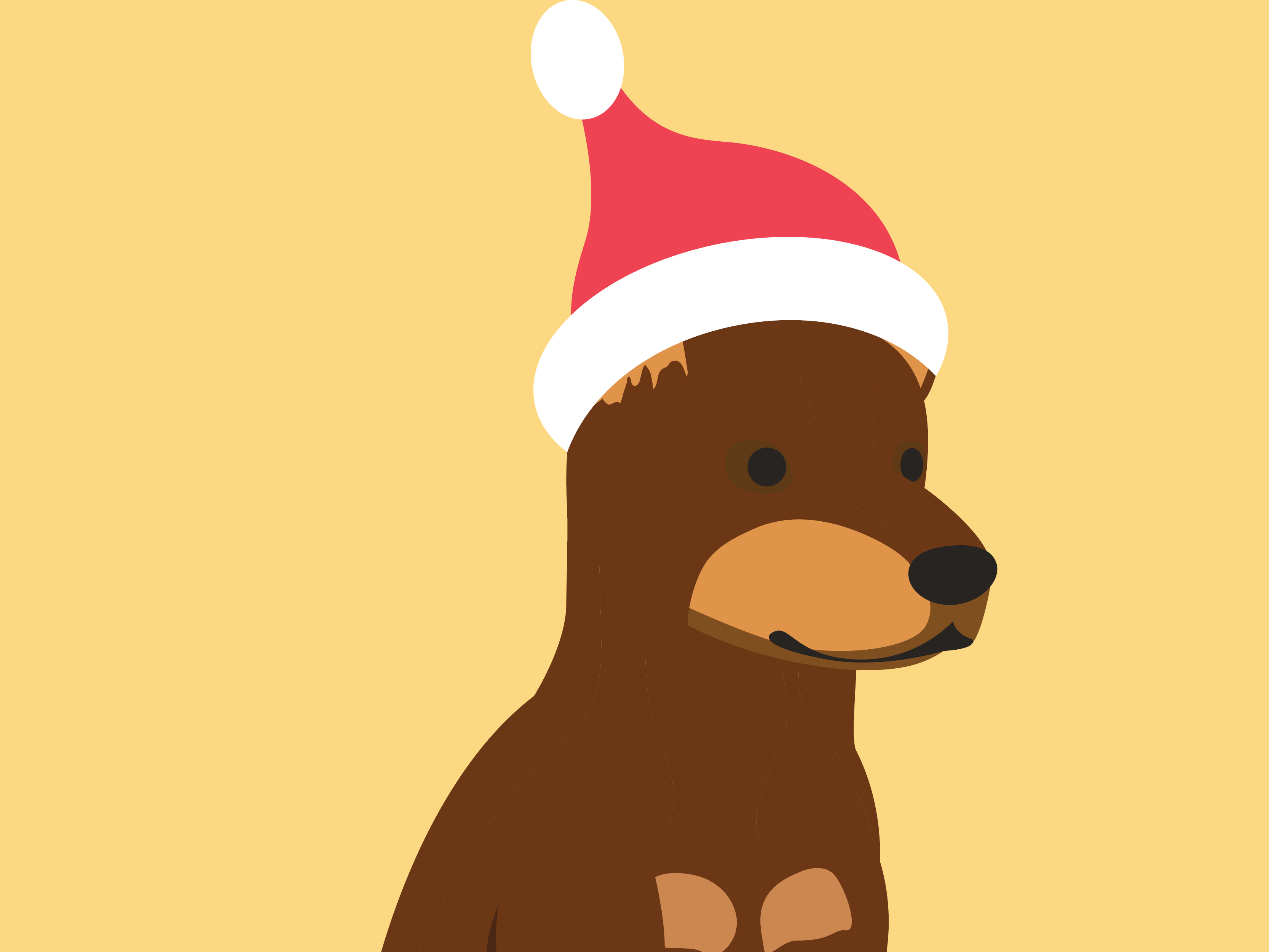 Illustration of a dog in a Santa hat