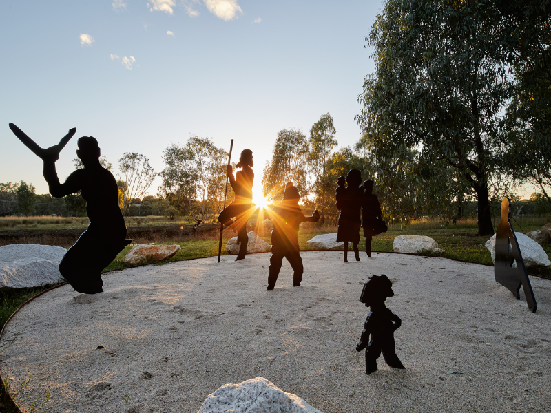 Yindyamarra Sculpture Trail 2022. Artwork- Family Gathering. Artist- Michael Quinn. Photographer- Jeremy Weihrauch. 3644