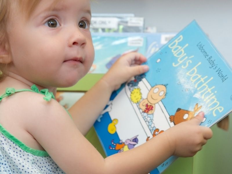 baby with book