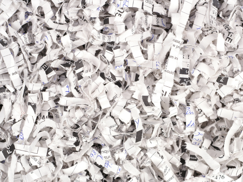 Securely shredded documents